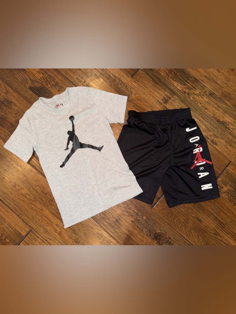 Jordan Gray Tee and Black Shorts Set. Boys SIZE M. NWOT.